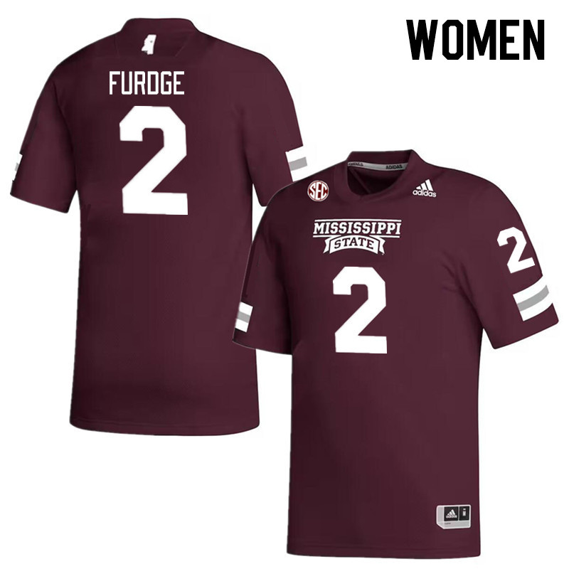 Women #2 Esaias Furdge Mississippi State Bulldogs College Football Jerseys Stitched Sale-Maroon - Click Image to Close